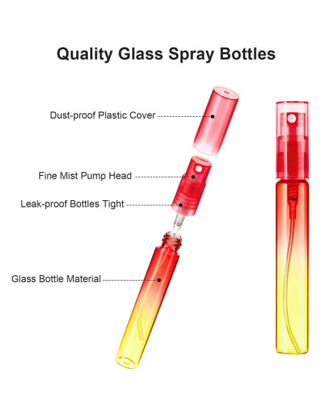 18 Mini Botellas de Spray de Vidrio 8 ml Patelai - Colores Gradientes