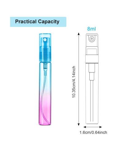 18 Mini Botellas de Spray de Vidrio 8 ml Patelai - Colores Gradientes