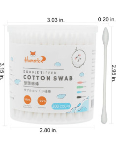 Hisopos de Algodón Orgánico HOMEFOX - 600 Unidades Blancos 2