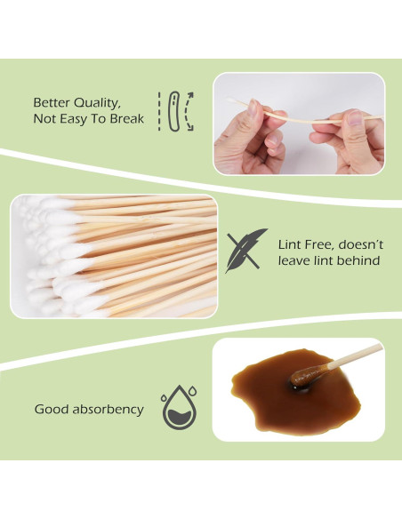 Bastones de Algodón Largos MoHern 400 Pcs 15.24 cm para Limpieza