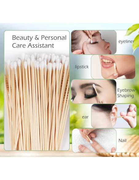 Bastones de Algodón Largos MoHern 400 Pcs 15.24 cm para Limpieza