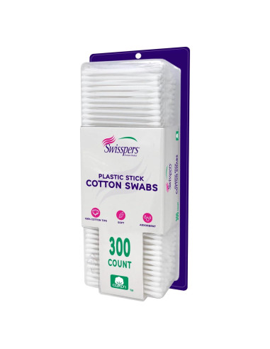 Hisopos Swisspers 100% Algodón Doble Punta 300 Unidades