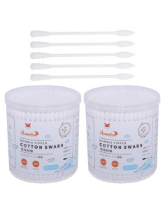 Hisopos de Algodón Orgánico HOMEFOX - 400 Unidades Punta Espiral