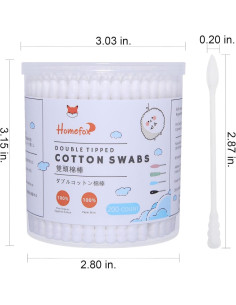 Hisopos de Algodón Orgánico HOMEFOX - 400 Unidades Punta Espiral 2