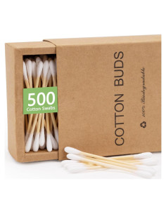 500 Bastoncillos de Algodón Orgánico y Biodegradables - Higiene y Belleza