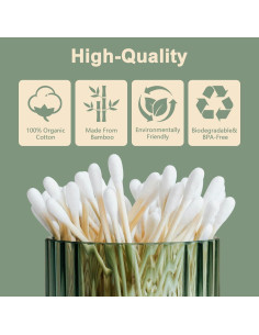 500 Bastoncillos de Algodón Orgánico y Biodegradables - Higiene y Belleza 2