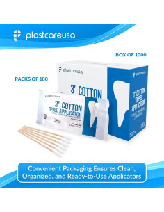 Aplicadores de Algodón 3" PlastCare USA - 1000 Unidades 2