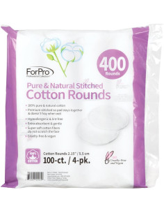 ForPro Discos de Algodón 100% Puro Cosidos - 400 Unidades 2
