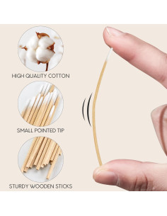 400PCS Hisopos de Algodón Punta Fina ElELing 10 cm para Belleza 2