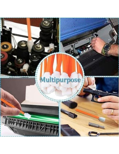 100 Palitos de Limpieza de Espuma Naranja 128mm Ziznba