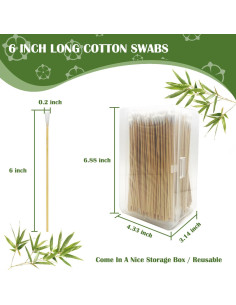 Hisopos de Algodón 500PCS MRCMUCEZ 15cm con Palito de Bambú 2