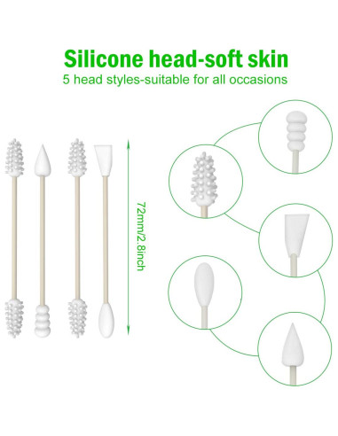 Hisopos de Silicona Reutilizables AUMIO 4 Pcs - Negro y Gris