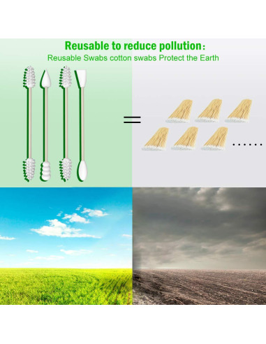 Hisopos de Silicona Reutilizables AUMIO 4 Pcs - Negro y Gris