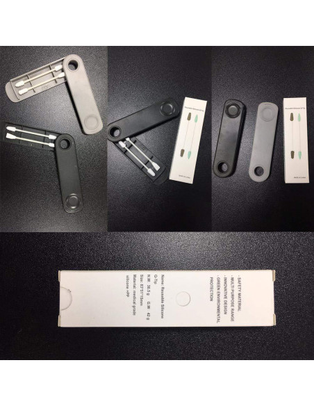 Hisopos de Silicona Reutilizables AUMIO 4 Pcs - Negro y Gris