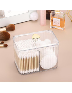 Dispensador de Bastones de Algodón Tbestmax Transparente 3 Secciones 2