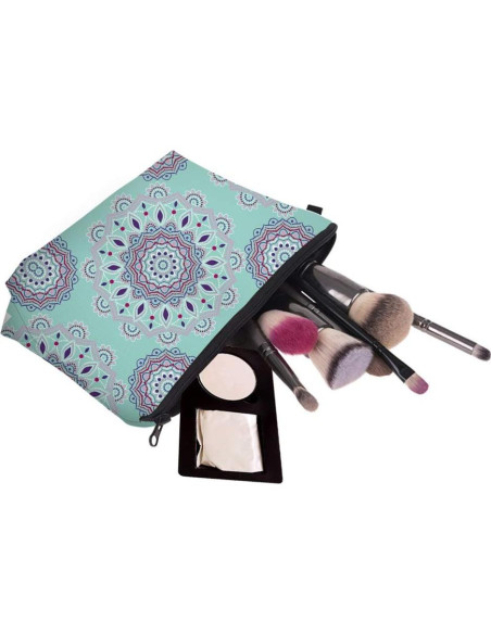 Bolsa Cosmética Impermeable Deanfun para Mujeres, Flores Mandala