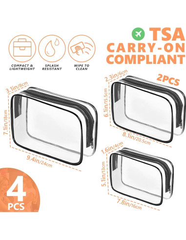 Bolsa de Aseo Transparente AURUZA 4 Paquetes TSA PVC