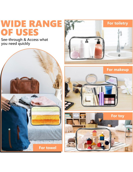 Bolsa de Aseo Transparente AURUZA 4 Paquetes TSA PVC