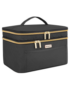 Bolsa de Maquillaje BAFAMYE Doble Capa Negra 27.4x19.8x16.3cm