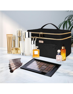 Bolsa de Maquillaje BAFAMYE Doble Capa Negra 27.4x19.8x16.3cm 2