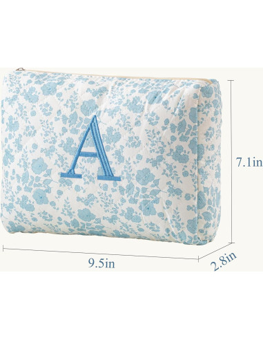 Bolsa de Maquillaje Acolchada HBselect Floral Azul Mediana