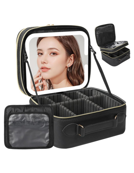 Bolsa de Maquillaje Behaesty con Espejo LED Tri-color 26.5x23.1cm