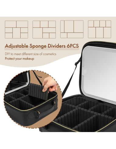 Bolsa de Maquillaje Behaesty con Espejo LED Tri-color 26.5x23.1cm