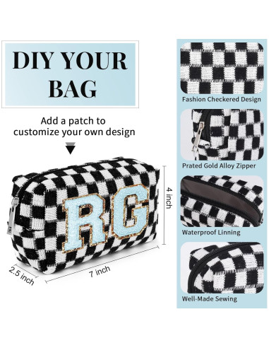 6 Pcs Bolsa de Maquillaje Preppy SOIDRAM Rosa y Negro 17.8x10.2cm