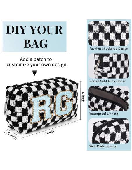 6 Pcs Bolsa de Maquillaje Preppy SOIDRAM Rosa y Negro 17.8x10.2cm