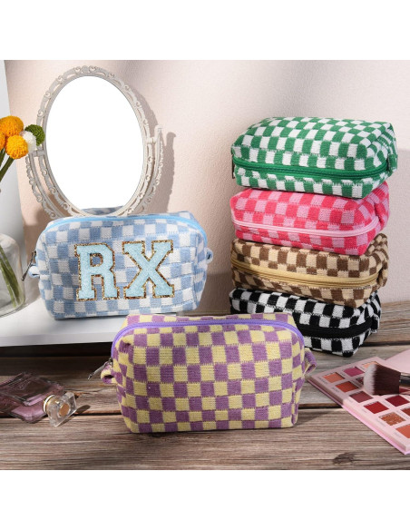 6 Pcs Bolsa de Maquillaje Preppy SOIDRAM Rosa y Negro 17.8x10.2cm