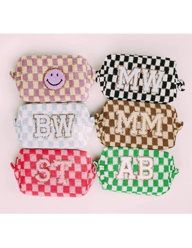 6 Pcs Bolsa de Maquillaje Preppy SOIDRAM Rosa y Negro 17.8x10.2cm