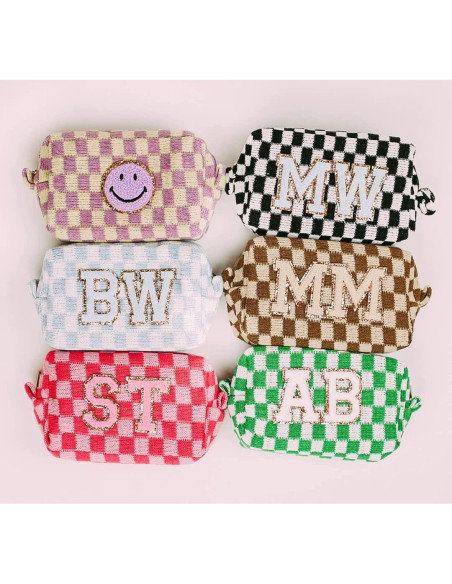 6 Pcs Bolsa de Maquillaje Preppy SOIDRAM Rosa y Negro 17.8x10.2cm