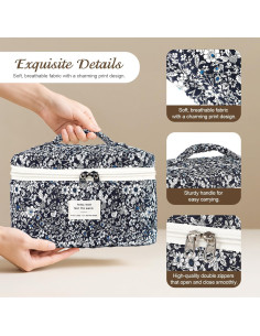 Bolsa de Maquillaje Acolchada Givurao Floral Rosa 25.4x15.2cm 2