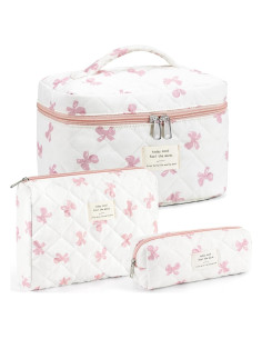 Bolsa de Maquillaje Acolchada UUYUUY 3PCS Algodón Floral