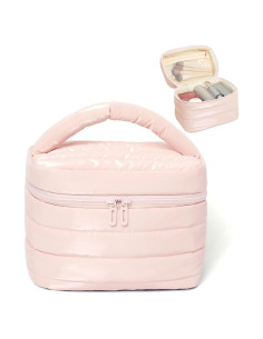 Bolsa de Maquillaje de Viaje Prite Puffy Rosa Impermeable
