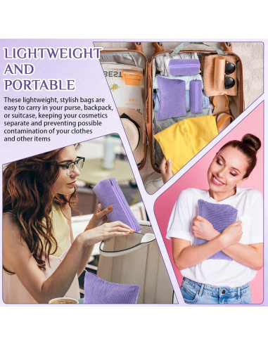 Juego de 3 Bolsas de Maquillaje Huhumy Corduroy Púrpura