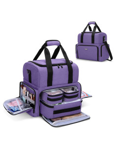 Bolsa de Maquillaje de Viaje BAFASO Grande 2 Capas Púrpura