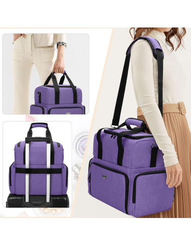 Bolsa de Maquillaje de Viaje BAFASO Grande 2 Capas Púrpura