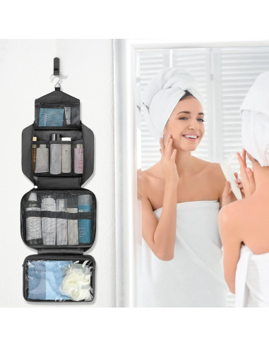 Bolsa de Aseo Colgante Maliton Negra 28.4x19.3cm Impermeable