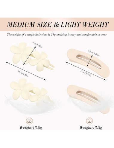 8 Clips de Pelo Planos Obeoby para Mujeres y Niñas - Multicolor