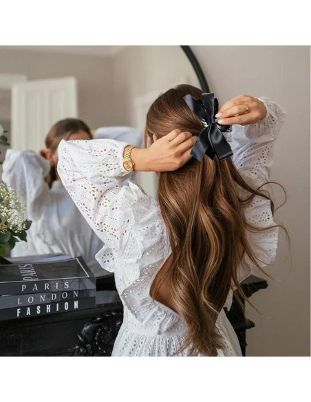 Clips de Garra con Lazo Sizobi - 2 Piezas Blanco y Negro