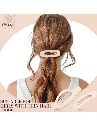 8 Clips de Pelo Planos Obeoby para Cabello Fino - 2 Estilos