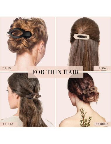 8 Clips de Pelo Planos Obeoby para Cabello Fino - 2 Estilos