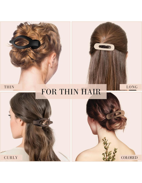 8 Clips de Pelo Planos Obeoby para Cabello Fino - 2 Estilos
