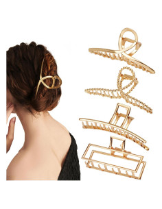 Paquete de 4 Clips de Pelo Metálicos Dorados 10.9 cm - Parcce