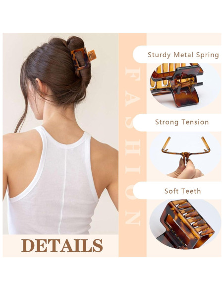 6 Clips de Garra Rectangulares Medianos Auseibeely - Antideslizantes