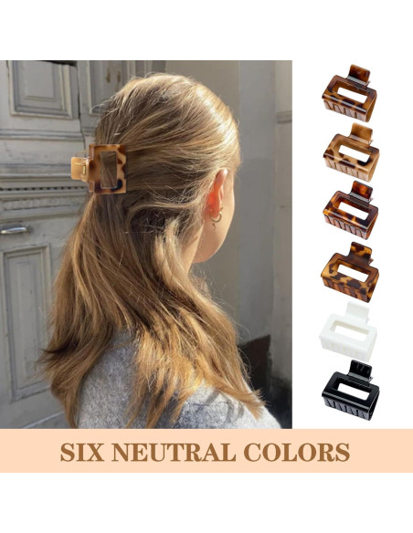 6 Clips de Garra Rectangulares Medianos Auseibeely - Antideslizantes