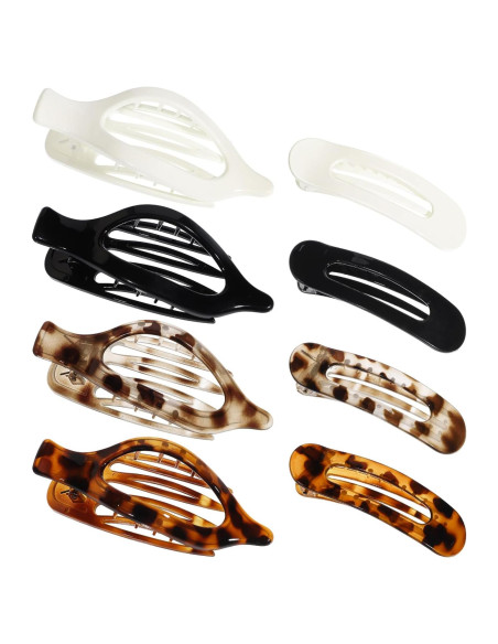 8 Clips de Pelo Planos Obeoby - 2 Estilos para Pelo Fino