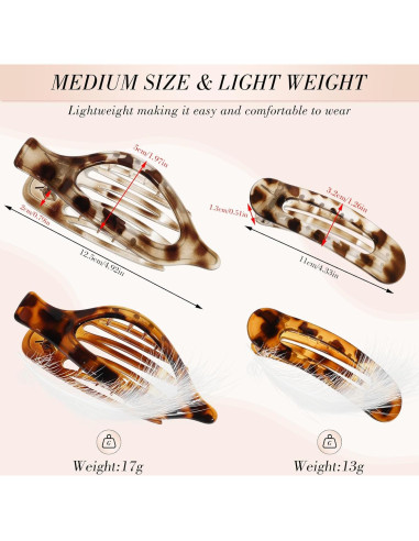 8 Clips de Pelo Planos Obeoby - 2 Estilos para Pelo Fino