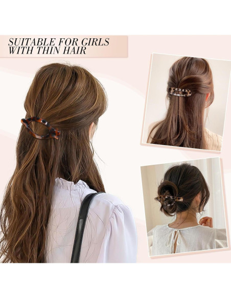 8 Clips de Pelo Planos Obeoby - 2 Estilos para Pelo Fino